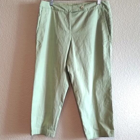 Tommy Bahama NEW Cotton Stretch Pastel Green Pocketed  Cropped Capri Pants 10 - Picture 3 of 12